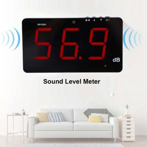 Medidor de nivel de sonido digital LCD de 9,6 pulgadas, comprobador de ruido de pared 30-130 dB