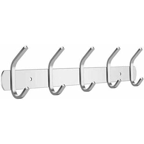 Perchero de pared con 5 ganchos de acero inoxidable, diseño moderno, toallero para dormitorio, pasillo o pasillo.