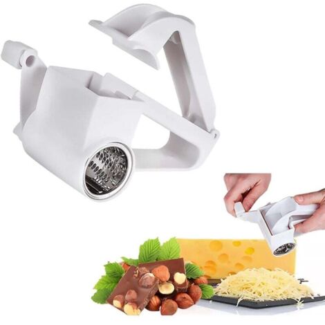 Rallador de queso rotatorio, mini molinillo de queso manual de acero inoxidable, herramienta de cocina portátil para rallar queso duro, mantequilla, etc. (1/4)