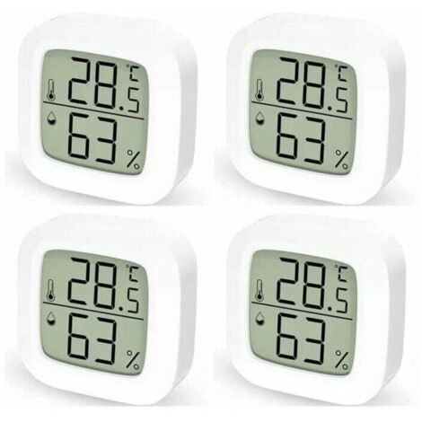 Juego de 4 termómetros digitales para interiores e higrómetros, termómetros digitales para dormitorio. (1/4)
