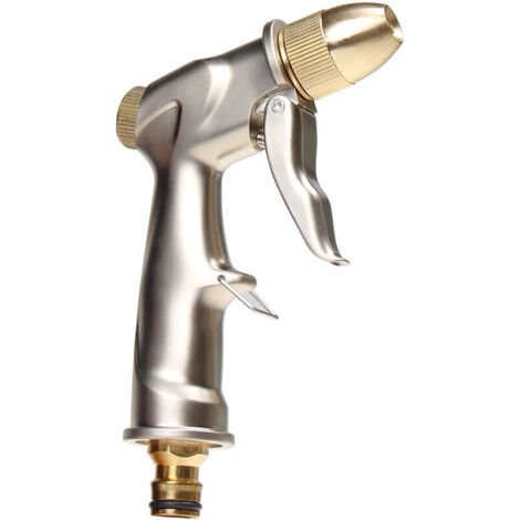 Ducha de jardín, pistola rociadora de alta presión/cabezal de ducha de jardín - totalmente de metal - caudal de agua ajustable - robusta y potente para lavado de automóviles, riego de jardines