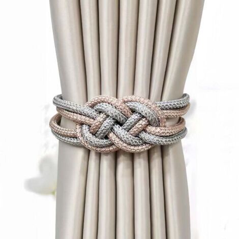 Abrazaderas magnéticas para cortinas (paquete de 2), gris y champán, sin necesidad de taladrar, accesorios DTY (1/3)