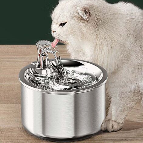 Fontana per gatti in acciaio inossidabile, design lavabile in lavastoviglie, adatta a più animali domestici, bassa mania (1/4)
