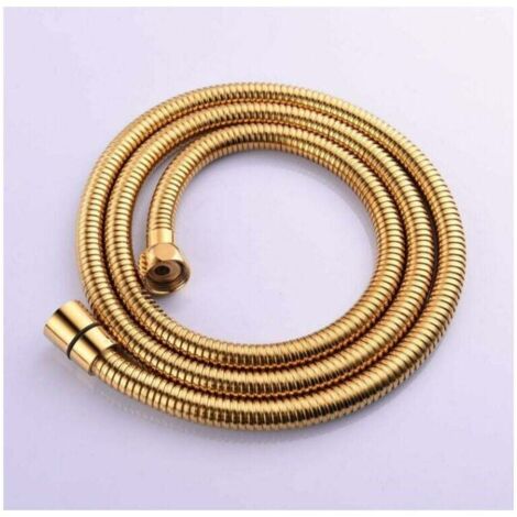 (Oro) Manguera de ducha de acero inoxidable flexible y resistente a las torceduras de 1,5 m (59 pulgadas) con accesorios de latón macizo (1/4)