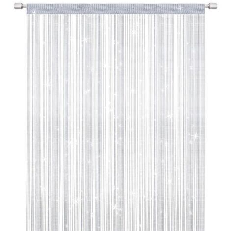 Cortina mosquitera de hilo para puerta, elegante cortina divisoria con borlas para decoración de interiores, gris (100 x 200 cm)