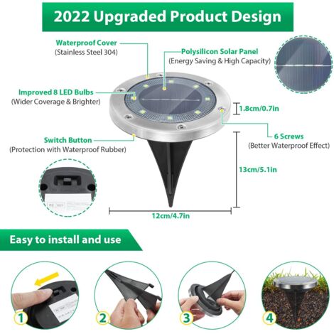 Juego De 4 Focos Empotrables Para Suelo Linovum Boru - IP67, LED GU10 2W, Luz Blanca Cálida, Transitables Hasta 500kg