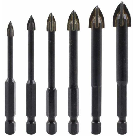 Broca y juego de brocas de carburo de tungsteno para azulejos (azulejos, ladrillo, cemento, hormigón, vidrio, plástico, bloque de metal, madera). (1/4)