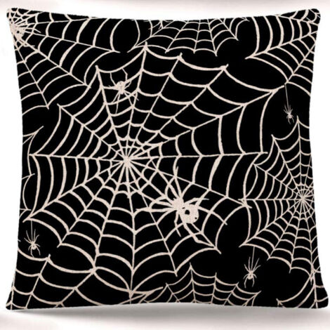 Juego de 4 fundas de almohada de Halloween, divertida cabeza de calabaza, funda de almohada de casa de dibujos animados de truco o problema (45x45cm) (1/4)