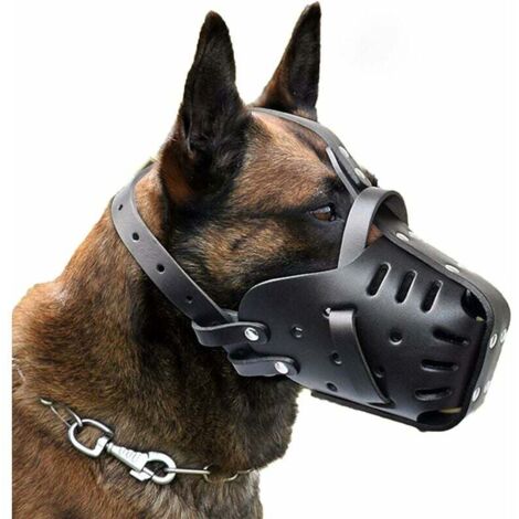 Bozales para mascotas, de cuero, para perros medianos y grandes, pastor alemán y dóberman. Máscaras de control de mordida para adiestramiento canino. Bozales de defensa.