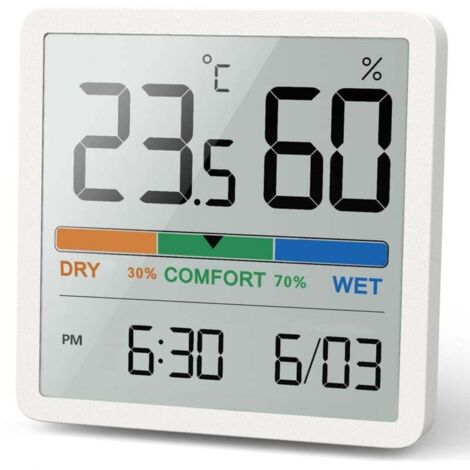 Termómetro e higrómetro de interior, termómetro digital de sobremesa con monitor de temperatura y humedad, termómetro ambiental con higrómetro preciso (1, blanco, 7 cm) XXW (1/4)
