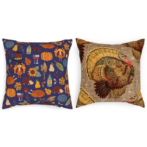 Juego de 2 fundas de almohada de Halloween, divertidas almohadas con forma del logo de Halloween que brillan en la oscuridad (45x45 cm) (1/4)
