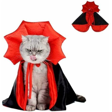 Disfraz de Halloween para perros y gatos: capa roja y negra para mascotas. Ideal para Halloween, Navidad y fiestas de disfraces.