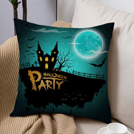 Funda de almohada de Halloween, divertida serie de terror estampada, para el hogar, fiestas, sofá (45x45 cm) (1/4)