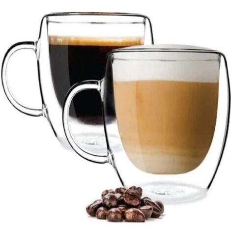 Taza de café - FOLAYA - Juego de 2 - Vidrio borosilicato - Doble pared - 350 ml (1/4)