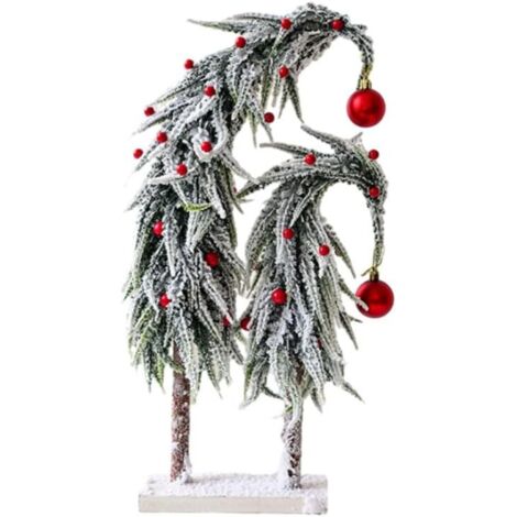 Árbol de Navidad sencillo y creativo, decoración de escritorio con efecto nevado, pequeños adornos navideños de resina, árbol de Navidad artificial para el hogar (1/4)