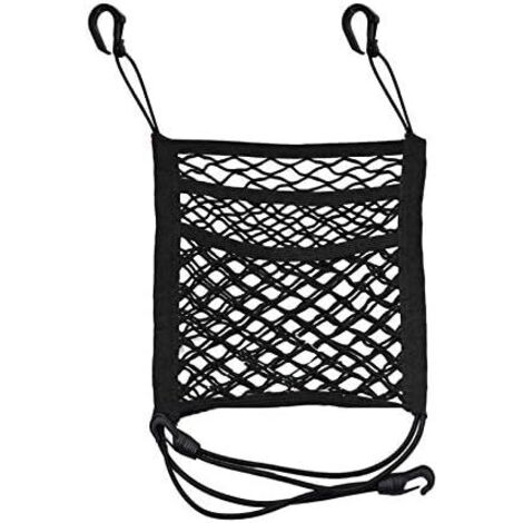 Red de almacenamiento para coche, red protectora, organizador de malla de 2 capas, bolsa de malla para el respaldo del asiento, barrera de almacenamiento (1/4)