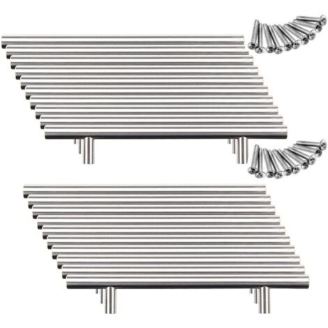 20 tiradores de acero inoxidable para puertas de armarios de cocina (128 mm de distancia entre agujeros) (1/5)