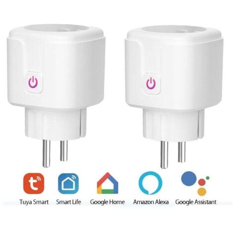 Enchufe inteligente WiFi, paquete de 2 enchufes inteligentes compatibles con Alexa, Google Home y Smart Life, enchufes WiFi programables con control remoto, control de voz y función de temporizador. (1/4)