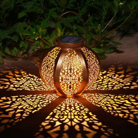 Linterna solar para decoraci��n de jard��n, exterior, impermeable, luz solar, patio, l��mpara decorativa de metal para patio, decoraci��n de fiesta en el patio del c��sped (A) (1/5)