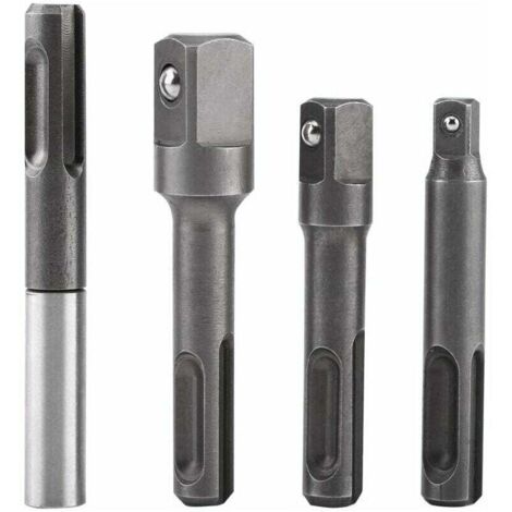 Adaptador de extensión de vaso hexagonal, punta de vaso SDS Plus de 1/4" y broca cuadrada de 1/4", 3/8" y 1/2" en acero inoxidable y acero al cromo vanadio (1/4)