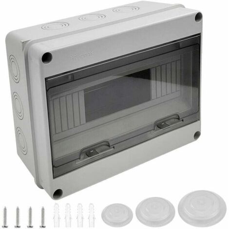 Caja eléctrica impermeable de una pieza para exteriores IP65, 12 módulos, superficie de plástico ABS IP65, caja eléctrica impermeable para exteriores, armario de control, caja de conexiones - 250 x 19 (1/4)