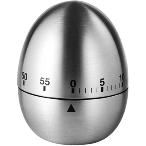 Temporizador de huevos de acero inoxidable - Utensilios de cocina mecánicos - Temporizadores - Temporizador corto con forma de huevo - Temporizador de cocina - Temporizador de cocina de acero inoxidab (1/4)