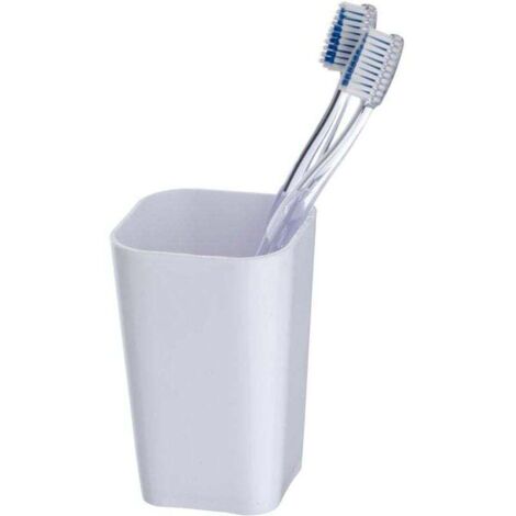 Portacepillos de dientes, vaso de baño, Caramelo, Plástico, 3x11x7,3 cm, Blanco (1/4)