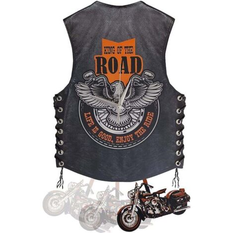 Reloj de pared con diseño de motocicleta Harley Davidson, reloj de pared con péndulo, reloj de pared colgante de madera para hombre y mujer. (1/4)