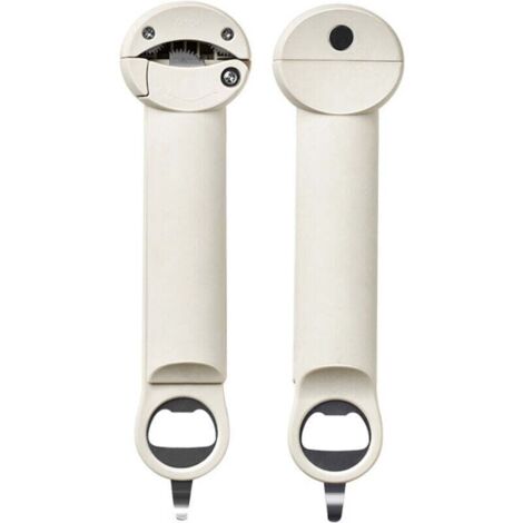 Abridor de botellas multifunción - sacacorchos - abrebotellas - abrebotellas de aluminio, color blanco roto - utensilio de cocina - abrebotellas retráctil de acero inoxidable (1/4)