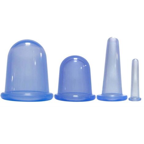 Set de 4 ventosas de silicona para masaje doméstico - Masajeador corporal y facial para adultos (1/4)