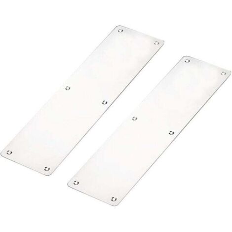 Placa de empuje para puerta, 2 placas de empuje ignífugas, 300 x 80 mm, acero inoxidable cepillado, protección para puerta/inferior con tornillos, esquinas cuadradas (1/4)