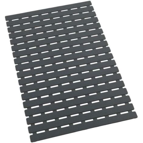 Alfombra de baño Arinos, antideslizante con ventosas, de plástico, 63 x 40 cm, gris (1/4)
