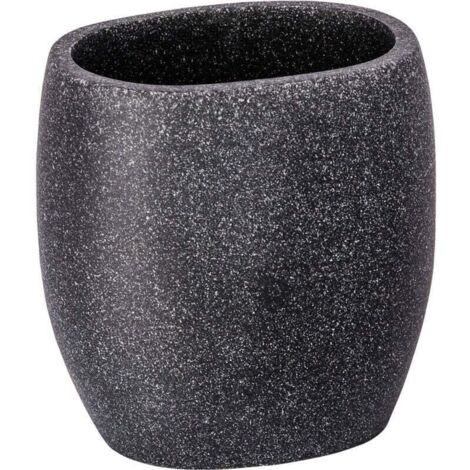 Vaso de baño, portacepillos, Puro, poliresina efecto arena, 9,5x6,5x9,4 cm, antracita (1/4)