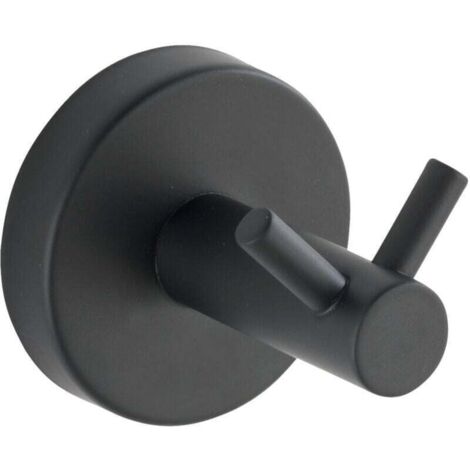 Gancho para toallas Bosio Black Duo, perchero de pared, acero inoxidable, Ø 5,5 x 5,5 cm, negro mate (1/4)