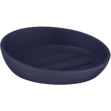 Jabonera azul Badi, ideal para gel de ducha sin envase o champú sólido, fabricada en cerámica de alta calidad con acabado mate, jabonera de diseño sencillo y discreto, Ø 11,5 x 3 cm (1/2)