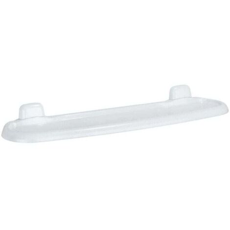 Estante de plástico blanco puro de 58 cm para almacenamiento en la pared del baño. Incluye tornillos y tacos. Ideal para colocar entre el lavabo y el espejo. Superficie lisa para una higiene perfecta. (1/4)