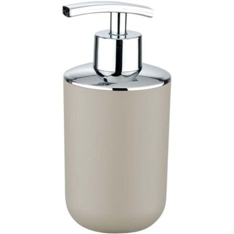 Dispensador de jabón líquido, soporte para jabón líquido, Brasil, capacidad de 320 ml, PET irrompible, 7,3 x 16,5 x 9 cm, color topo (1/4)