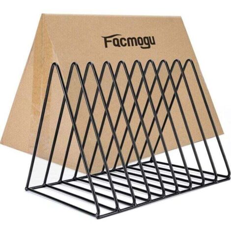Estante para discos de vinilo - 9 ranuras - Para escritorio o estante - Negro (1/4)