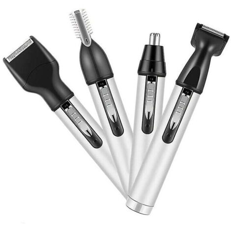 Recortador de vello nasal y de orejas 4 en 1 para hombres, sistema profesional de limpieza de vello nasal y de orejas recargable por USB, recortador ligero de vello y barba 4 en 1. (1/3)
