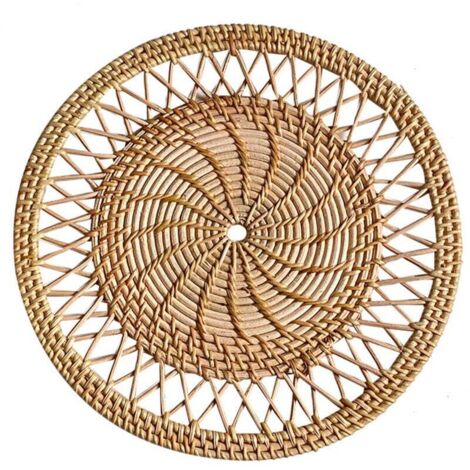 Arte de pared de ratán nórdico hecho a mano - Decoración de pared - Decoración de pared de sala de estar - Decoración de pared de metal - Decoración de pared tejida - Adorno de pared tejido a mano (1/4)