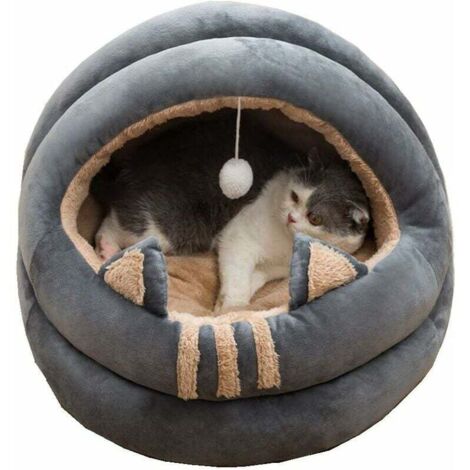 Casa para gatos, nido de tamaño mediano, adecuada para gatos, gatitos, cachorros y perros jóvenes, cama suave y cómoda para todas las estaciones, 35 cm (diseño semicerrado) - Fei Yu (1/4)