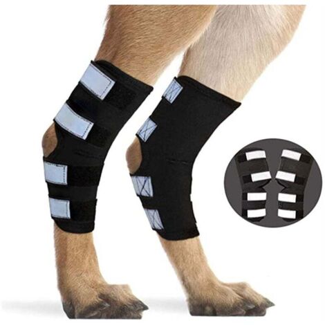 par de férulas para patas traseras de perro, soporte para la articulación del corvejón trasero del perro con correas de seguridad reflectantes para protección contra lesiones en las articulaciones y (1/4)