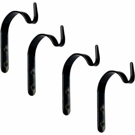 Soporte de metal para plantas de balcón (4 piezas), soporte colgante para plantas, ganchos de hierro forjado, montaje en pared de estilo rústico vintage, gancho para colgar faroles, comederos para páj (1/4)
