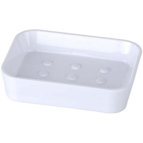 Jabonera Candy, Jabonera de plástico sin BPA, 12 x 3 x 9 cm, color blanco (1/4)