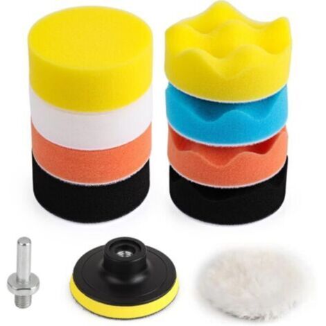 Kit de pulido de coches de 11 piezas: almohadillas de lana de 80 mm y esponjas, accesorio para taladro M10