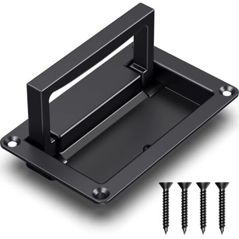 Tirador empotrado de aleación de zinc negro – 4,35 x 2 cm – Paquete de 1 unidad para cajones, puertas de acceso y cajas de herramientas.