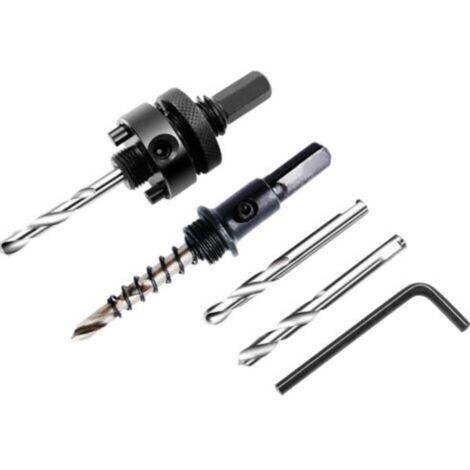 Juego de adaptadores para brocas de corona A2/A4 – de 5/8″ a 6″ (16–152 mm), adaptador hexagonal HSS bimetálico, compatible con las principales marcas.