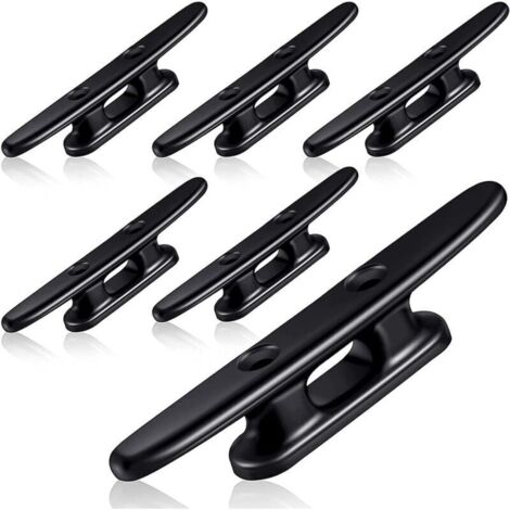 Cornamusas de nailon negro para embarcaciones, 10 cm (4 pulgadas) – Juego de 6 para muelles, canoas y accesorios náuticos. (1/4)