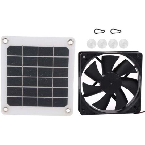 Ventilador extractor solar de 6V/10W para invernaderos y gallineros, con puerto USB integrado y fácil montaje en exteriores. (1/4)