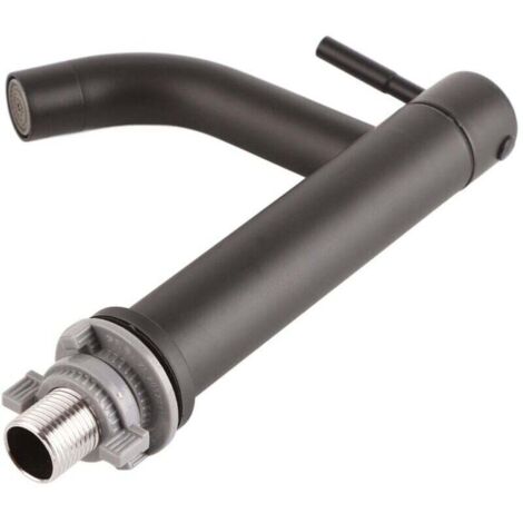 Grifo de agua fría de acero inoxidable para lavabo, G1/2″, acabado negro mate, diseño elegante y robusto. (1/4)
